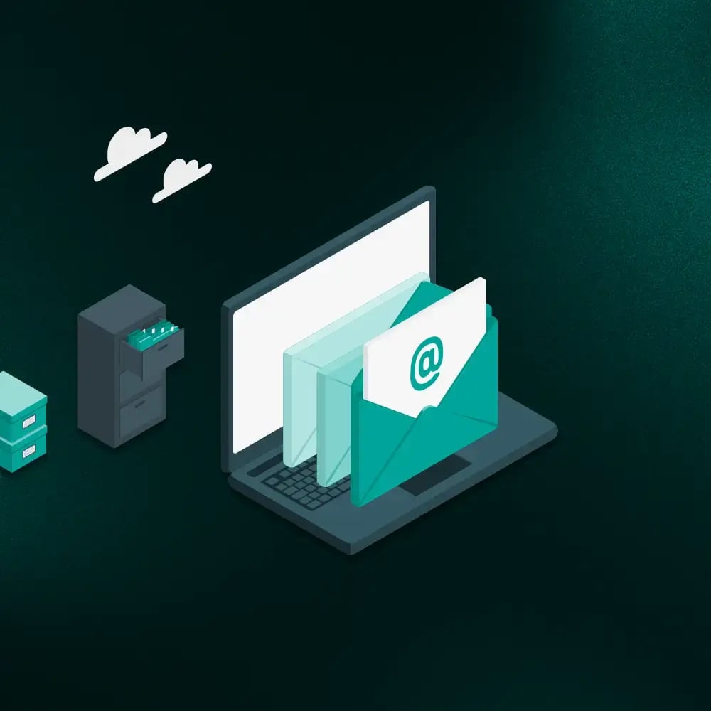 Eine Illustration eines E-Mail-Postfach nach erfolgter E-Mail-Archivierung