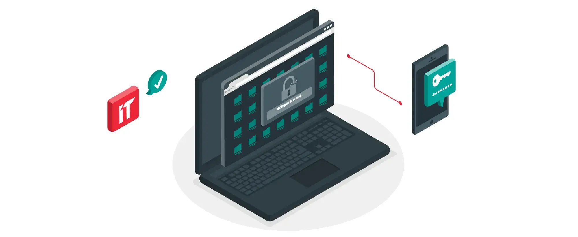 Eine Illustration einer Login-Maske mit Passwort und MFA