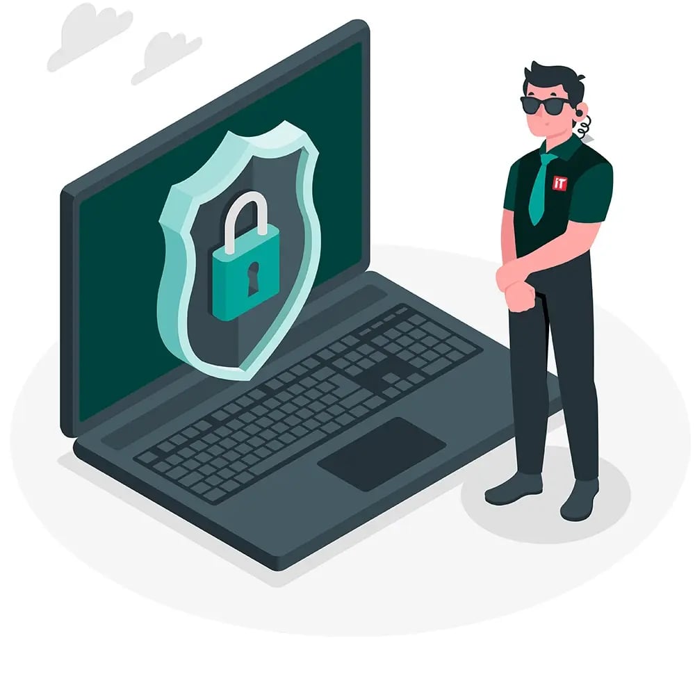 Eine Illustration eines Türstehers, der die Zero-Trust-Architektur behütet