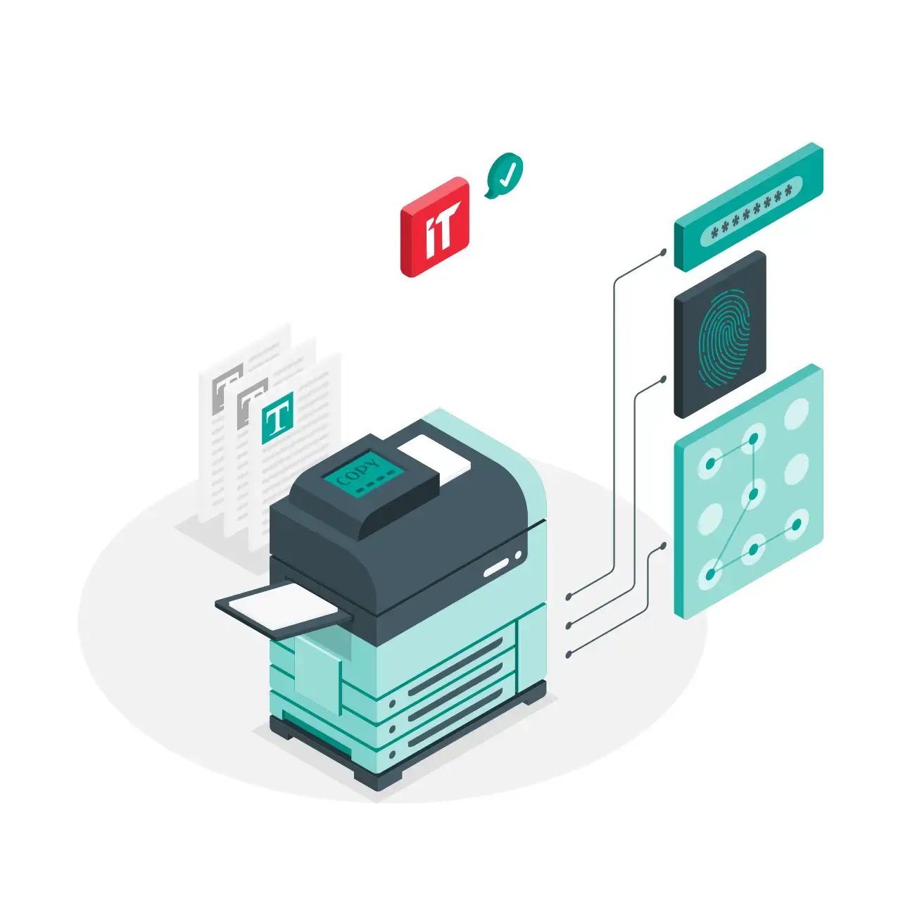 Eine illustrierte Grafik eines Druckauftrags aus der Cloud